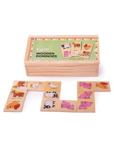 Dominó de Madera Bigjigs con Animales de Granja - 28 Piezas