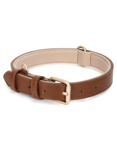 Collar de perro de cuero WHIPPY marrón XS ajustable acolchado