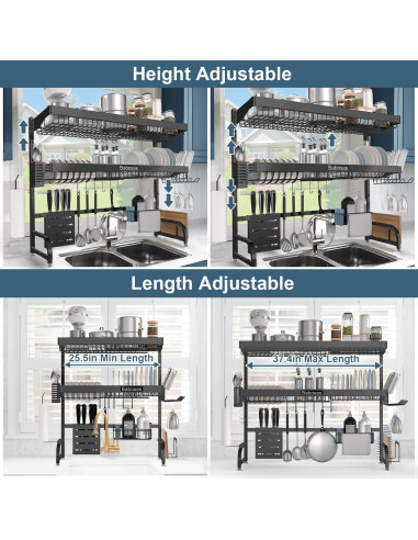 Escurridor de Platos Ajustable Babosas Acero Inoxidable 3 Niveles