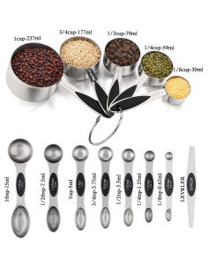 Juego de Tazas y Cucharas Medidoras Turewin Acero Inoxidable 2
