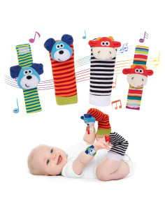 Set de 4 Sonajeros de Muñeca y Calcetines Animales PADONISE