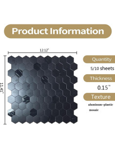 Azulejos autoadhesivos XUANINY 10 piezas hexagonales 3D negro 2