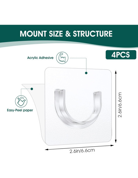 Soporte de Varilla de Cortina de Ducha Adhesivo Sibba 8 Pcs