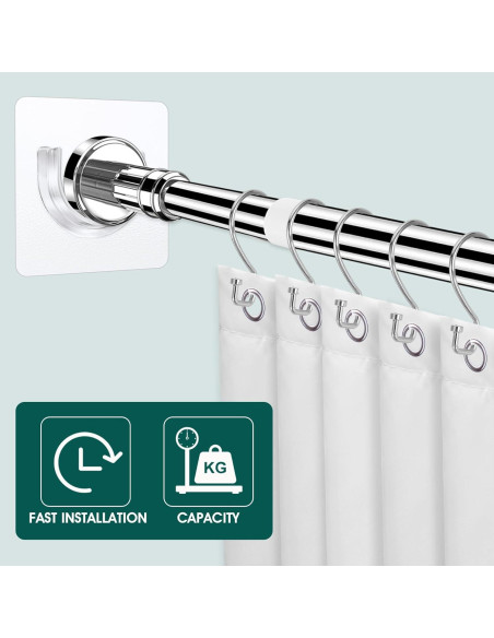 Soporte de Varilla de Cortina de Ducha Adhesivo Sibba 8 Pcs