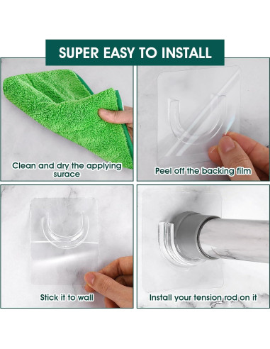 Soporte de Varilla de Cortina de Ducha Adhesivo Sibba 8 Pcs
