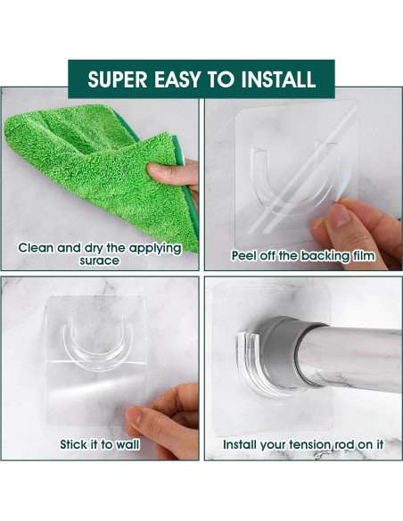 Soporte de Varilla de Cortina de Ducha Adhesivo Sibba 8 Pcs