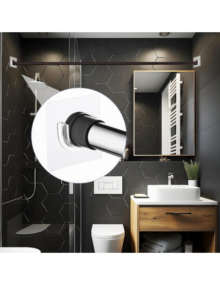 Soporte de Varilla de Cortina de Ducha Adhesivo Sibba 8 Pcs