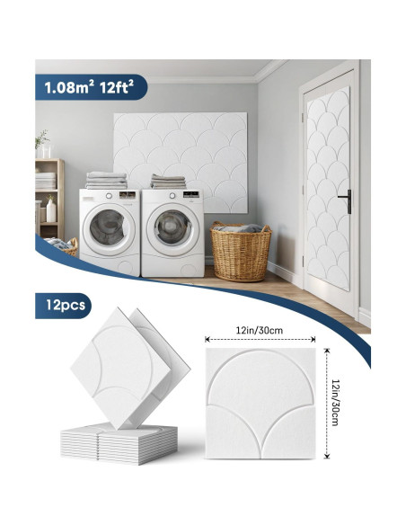 Paquete de 12 Paneles Acústicos Autoadhesivos Woovio 30x30 cm Paquete de 12 Paneles Acústicos Autoadhesivos Woovio 30x30 cm