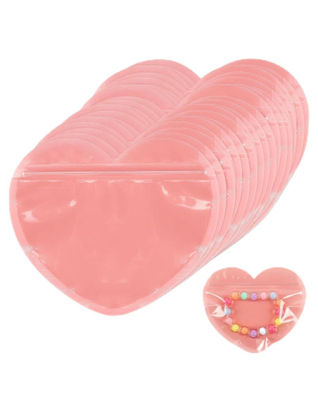 100 Bolsas de Joyería Rosa Mylar 13x8.9 cm con Cierre Ziplock