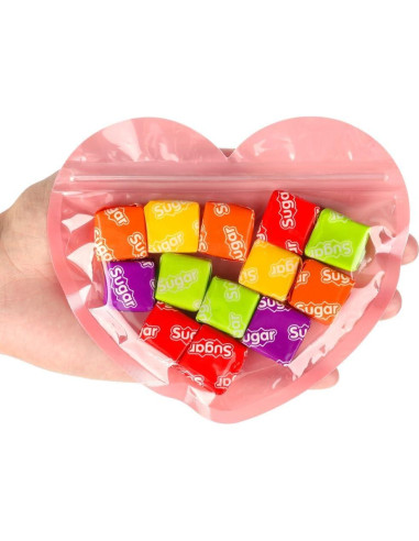 100 Bolsas de Joyería Rosa Mylar 13x8.9 cm con Cierre Ziplock