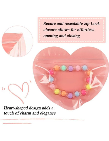 100 Bolsas de Joyería Rosa Mylar 13x8.9 cm con Cierre Ziplock