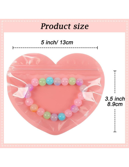 100 Bolsas de Joyería Rosa Mylar 13x8.9 cm con Cierre Ziplock