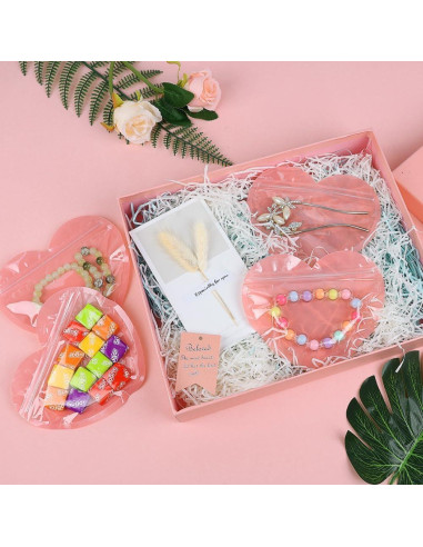 100 Bolsas de Joyería Rosa Mylar 13x8.9 cm con Cierre Ziplock