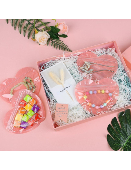 100 Bolsas de Joyería Rosa Mylar 13x8.9 cm con Cierre Ziplock