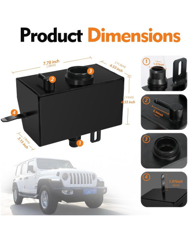 Tanque de Refrigerante AULESSE 68364312AC Aluminio Wrangler JL/JLU 2018-2024