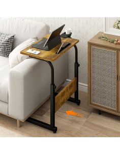 Escritorio de pie ajustable Klvied, portátil, negro y nogal 2