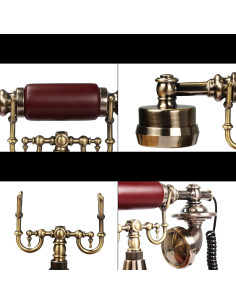 Teléfono de Mesa Retro CERRXIAN Antiguo con Tocadiscos Rojo 2