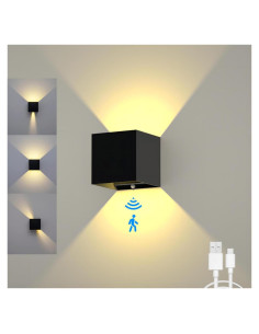 Luz de Pared con Sensor de Movimiento SURPALIG 6000mAh LED Negra