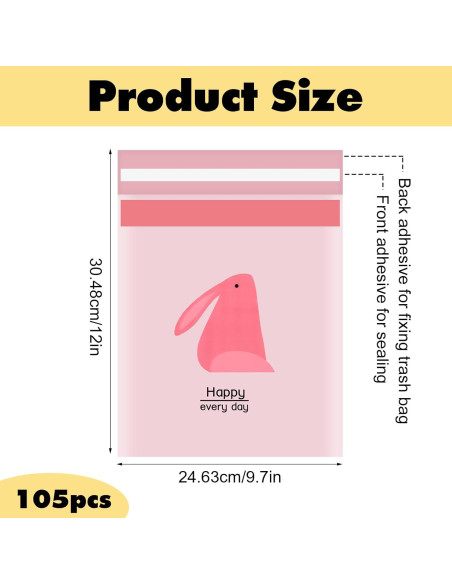 105 Bolsas de Basura Autoadhesivas HOFURME para Auto Impermeables