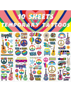 Tatuajes Temporales Hippie Casciybo - 10 Hojas Coloridas 2
