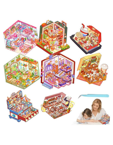 Pegatinas 3D Limvoo - 8 Temas Reutilizables para Decorar