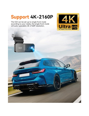 Cámara Dash Delantera y Trasera Eassky 4K/3K, WiFi, 64GB