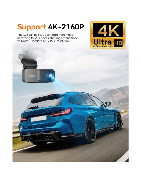 Cámara Dash Delantera y Trasera Eassky 4K/3K, WiFi, 64GB