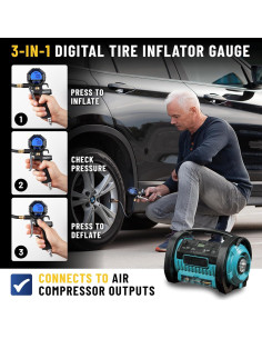 Medidor de Presión de Neumáticos Digital GERCHWAY 200 PSI 2