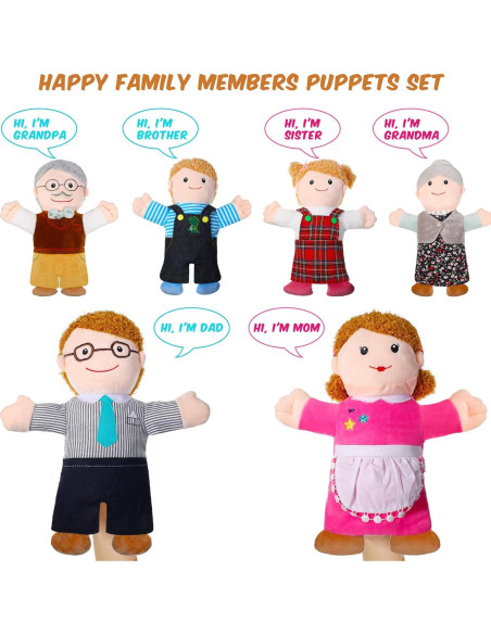 Conjunto de Títeres de Mano Civaner 30 cm Familia 6 Piezas