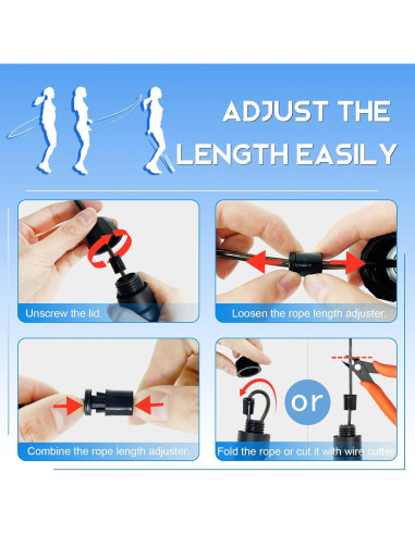 Pack de 3 Cuerdas para Saltar Homtalker Ajustables 2.70m