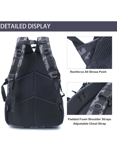 Mochila Camo WOWCOIN 35L Impermeable para Niños