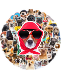 50 Pegatinas Divertidas de Perro Aigemumy Impermeables 2