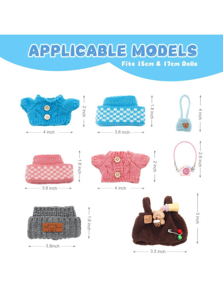 3 Conjuntos de Ropa para Muñeca 17cm BearDot - Accesorios