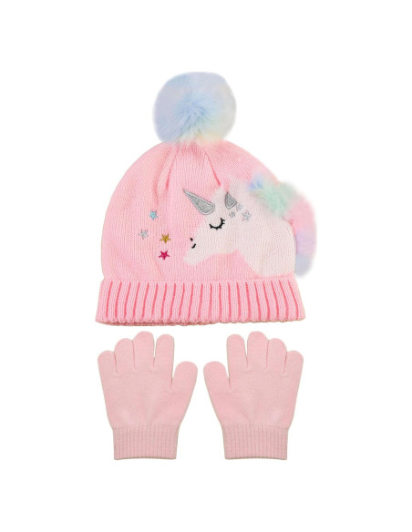 Conjunto de Gorro y Guantes Unicornio para Niñas 2-8 Años