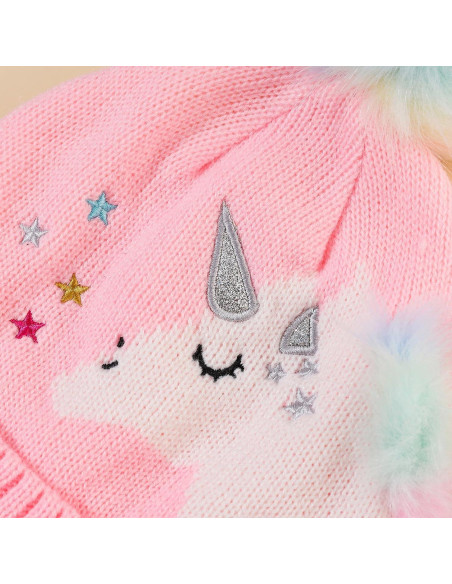 Conjunto de Gorro y Guantes Unicornio para Niñas 2-8 Años