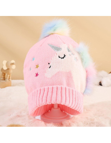 Conjunto de Gorro y Guantes Unicornio para Niñas 2-8 Años