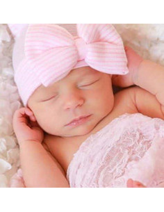 Gorro de hospital para recién nacidos con lazo - 0-6 meses 2