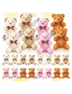 Mini Osos de Peluche HyDren 24 Pcs 10 cm Suaves y Coloridos