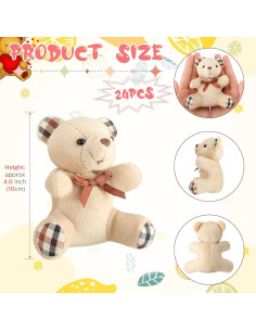 Mini Osos de Peluche HyDren 24 Pcs 10 cm Suaves y Coloridos 2