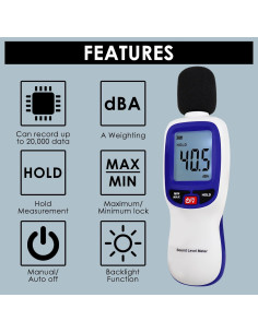 Medidor de Nivel de Sonido Bluetooth DANOPLUS 0-130dB Portátil 2