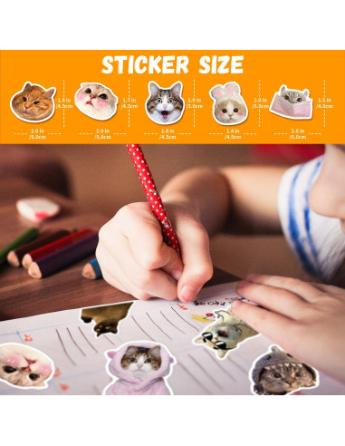 100 Stickers de Gato GYZLK Impermeables para Niños y Adolescentes