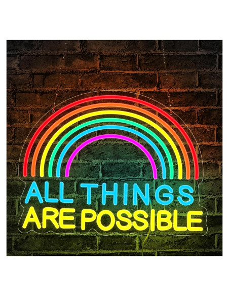 Luz de Neón LED Colorida TODO ES POSIBLE 28x20 cm