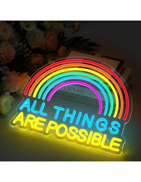 Luz de Neón LED Colorida TODO ES POSIBLE 28x20 cm