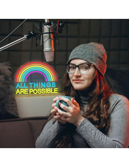 Luz de Neón LED Colorida TODO ES POSIBLE 28x20 cm