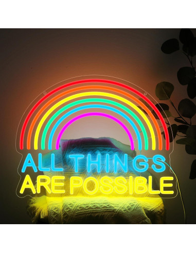 Luz de Neón LED Colorida TODO ES POSIBLE 28x20 cm