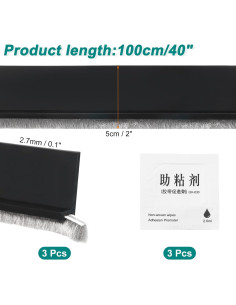 Barrera de Puerta uxcell 100 cm x 5 cm TPE Aislante Negro 2