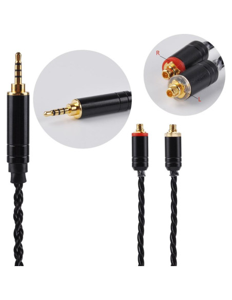 Cable de Reemplazo Balanceado KINBOOFI 2.5mm MMCX 119cm Negro