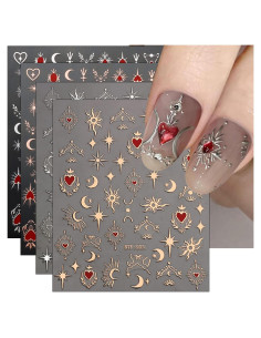 Pegatinas de Uñas Autoadhesivas JMEOWIO - Luna y Estrella