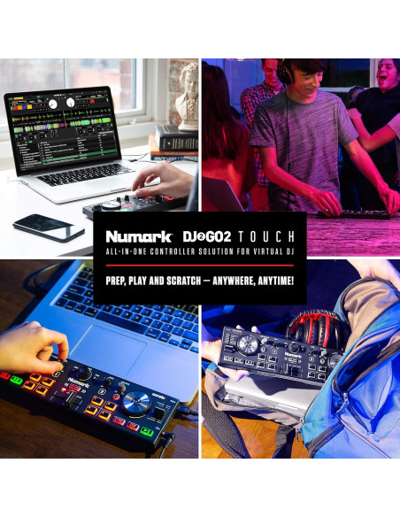 Controlador DJ Numark DJ2GO2 Touch con Auriculares DJ