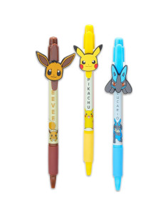 Juego de 6 Bolígrafos Pokémon Nintendo - Pikachu, Eevee, Lucario 2